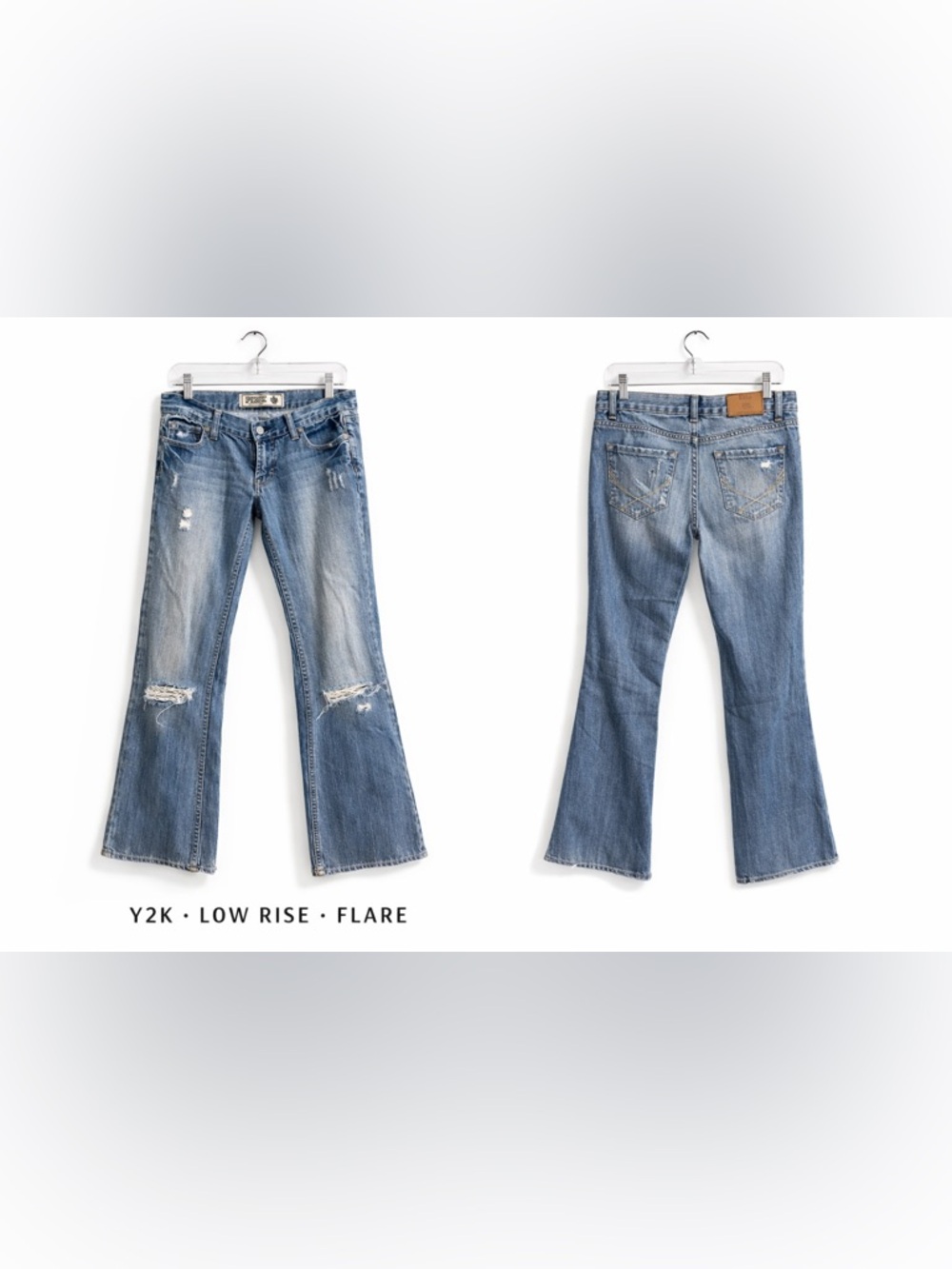 Victoria’s Secret PINK Y2K Low Rise Flare Jeans Distressed Wide Leg Vintage, 4 - Picture 3 of 13